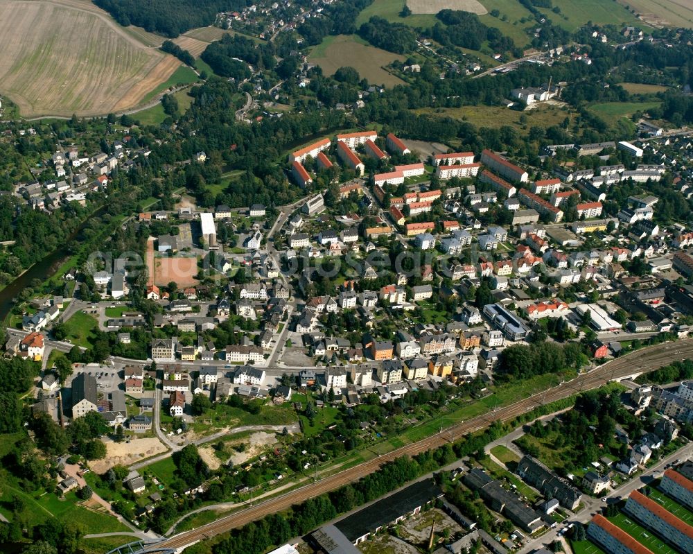 Aerial image Flöha - Residential area of the multi-family house settlement in Flöha in the state Saxony, Germany