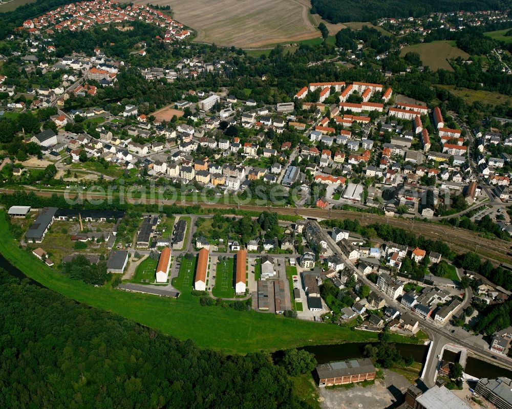Flöha from the bird's eye view: Residential area of the multi-family house settlement in Flöha in the state Saxony, Germany