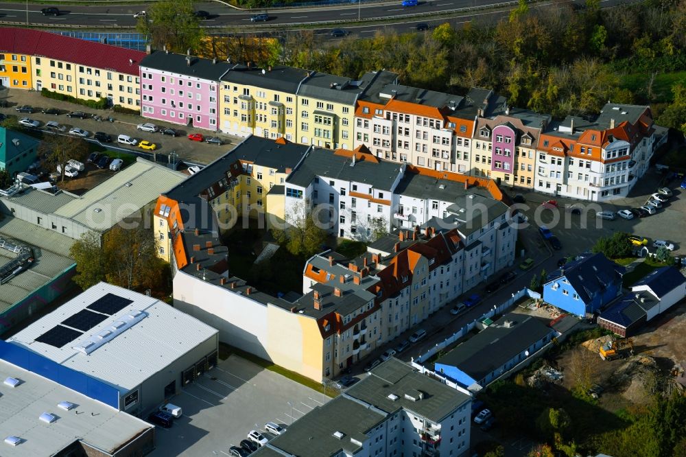 Magdeburg from above - Residential area of the multi-family house settlement Am Fuchsberg - Ackerstrasse in Magdeburg in the state Saxony-Anhalt, Germany