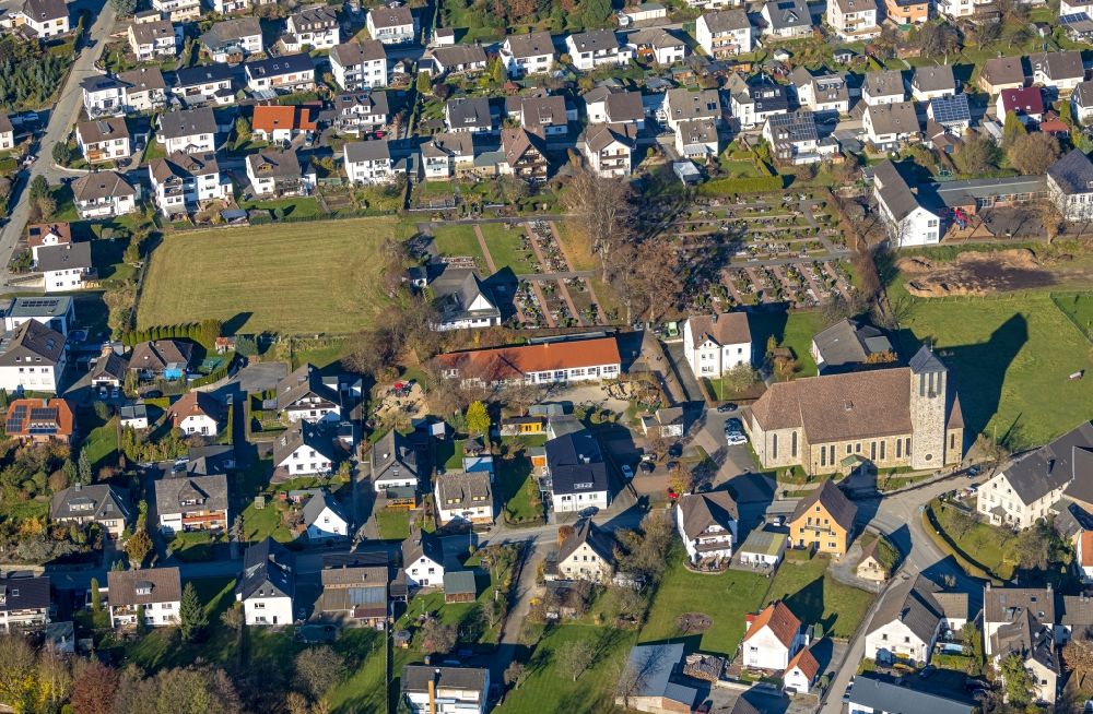 Garbeck from the bird's eye view: Residential area of the multi-family house settlement in Garbeck in the state North Rhine-Westphalia, Germany