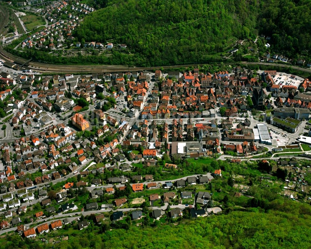 Aerial image Geislingen an der Steige - Residential area of the multi-family house settlement in Geislingen an der Steige in the state Baden-Wuerttemberg, Germany