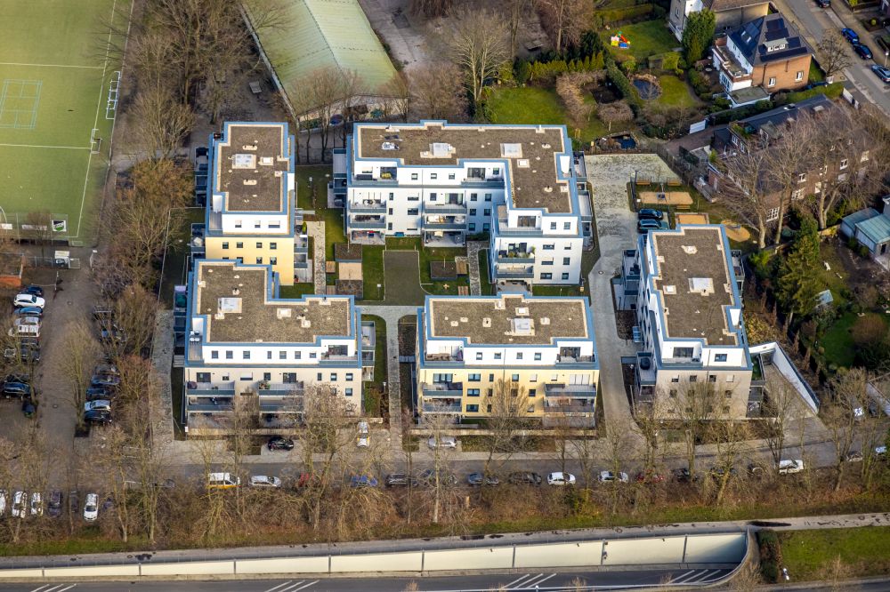 Aerial photograph Gelsenkirchen - Residential area of the multi-family house settlement on street Breddestrasse in the district Buer in Gelsenkirchen at Ruhrgebiet in the state North Rhine-Westphalia, Germany