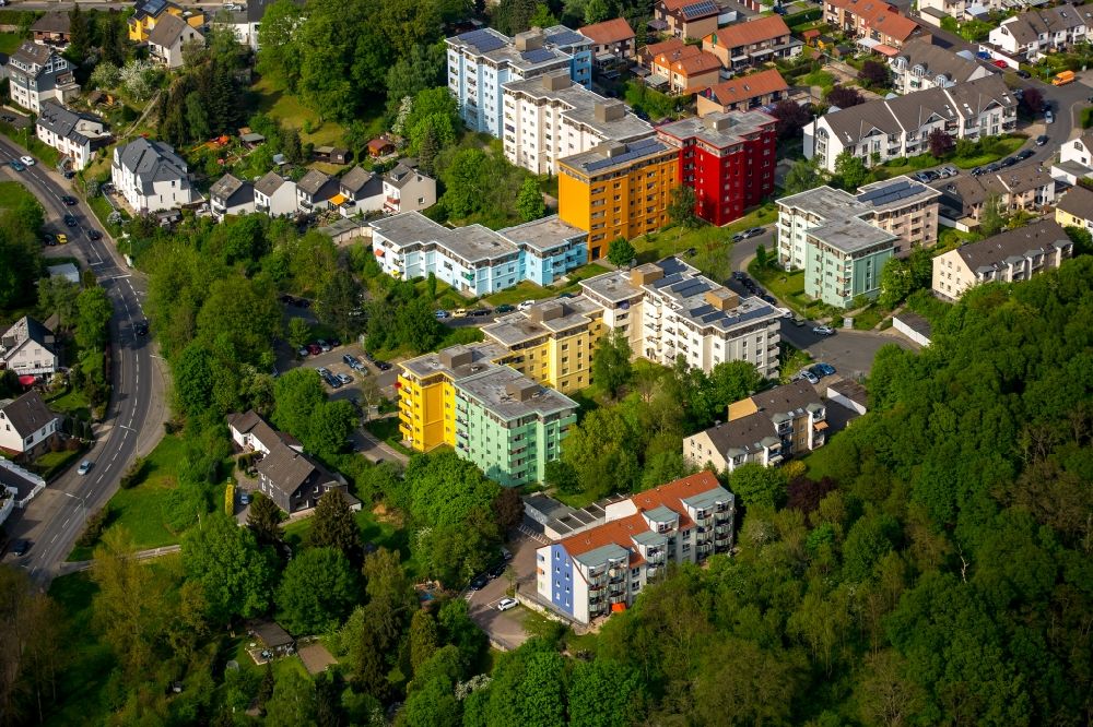 Aerial image Hagen - Residential area of a multi-family house settlement Hoexterstrasse in Hagen in the state North Rhine-Westphalia
