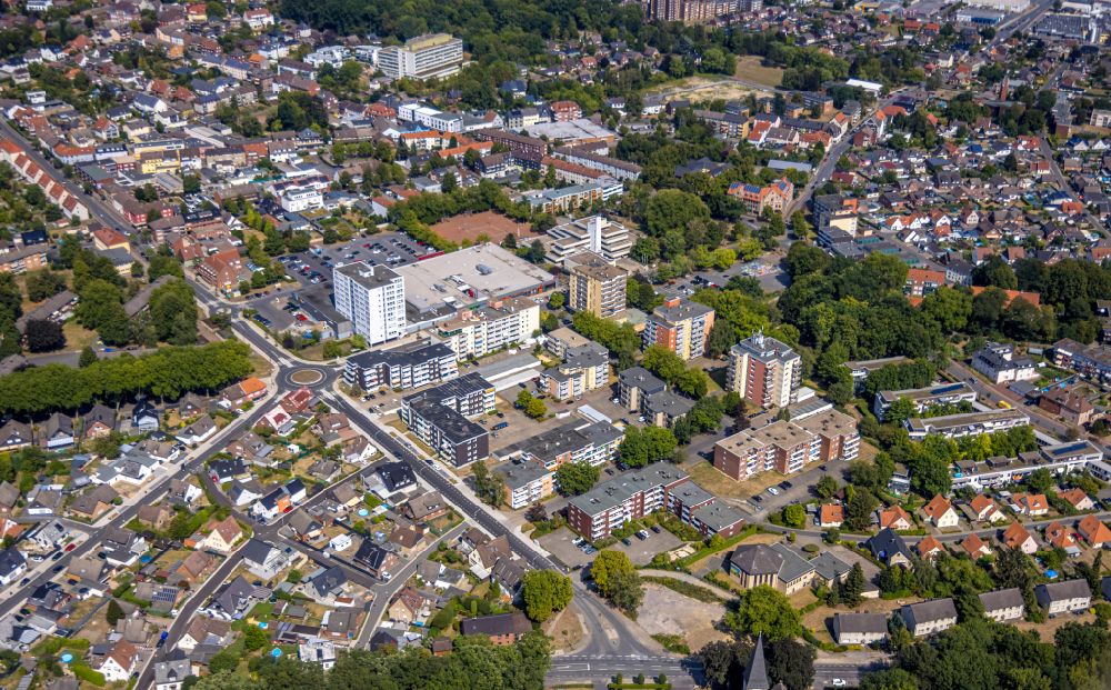 Aerial image Hamm - Residential area of the multi-family house settlement on street Friedrich-Ebert-Strasse in the district Bockum-Hoevel in Hamm at Ruhrgebiet in the state North Rhine-Westphalia, Germany
