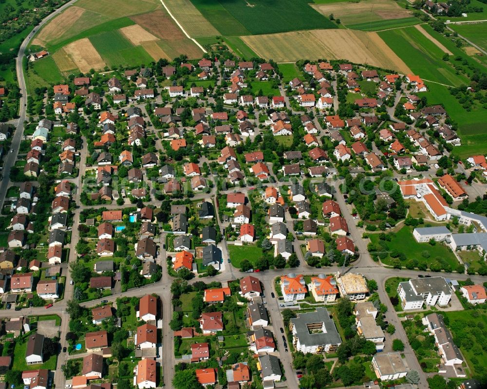 Heiningen from the bird's eye view: Residential area of the multi-family house settlement in Heiningen in the state Baden-Wuerttemberg, Germany