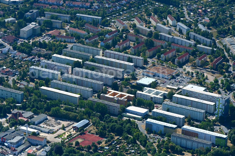 Ilmenau from above - Residential area of the multi-family house settlement on street Bergrat - Voigt - Strasse in Ilmenau in the state Thuringia, Germany