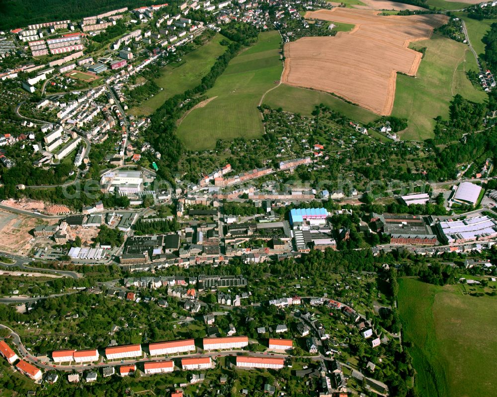 Irchwitz from above - Residential area of the multi-family house settlement in Irchwitz in the state Thuringia, Germany
