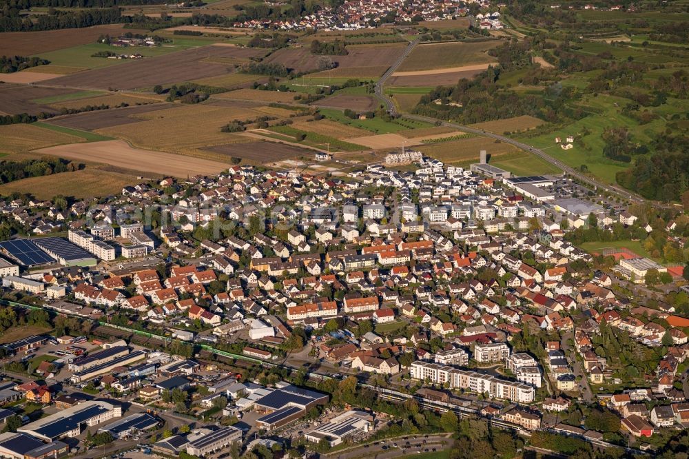 Kenzingen from above - Residential site with multi-family housing development- on the in Kenzingen in the state Baden-Wurttemberg, Germany