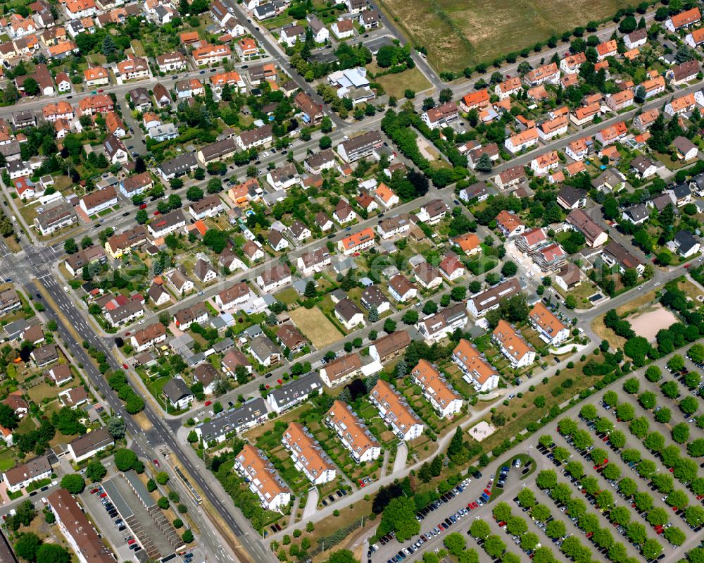 Knielingen from above - Residential area of the multi-family house settlement in Knielingen in the state Baden-Wuerttemberg, Germany