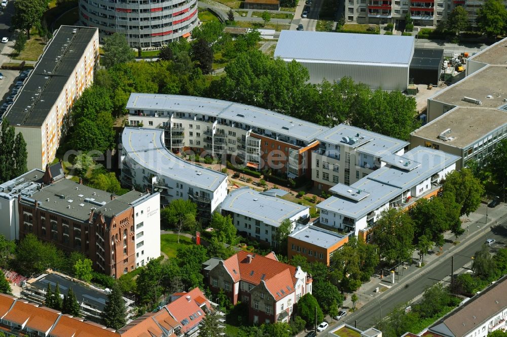 Aerial photograph Berlin - Residential area of the multi-family house settlement on Konrad-Wolf-Strasse in the district Hohenschoenhausen in Berlin, Germany