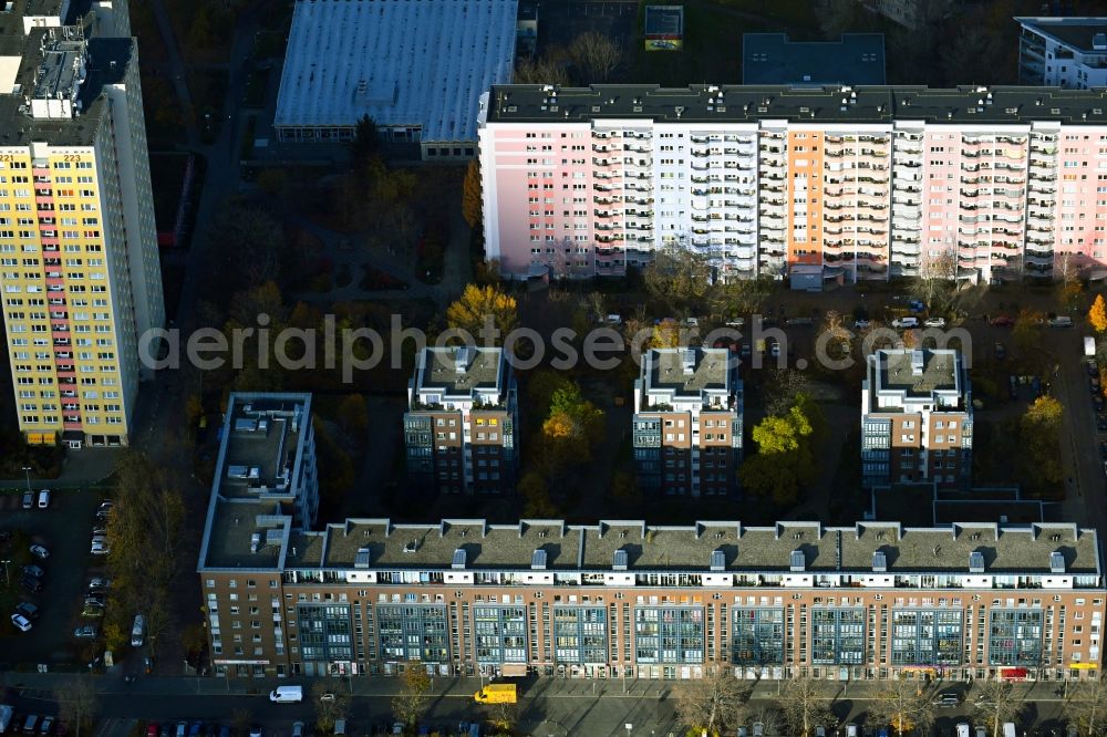 Aerial photograph Berlin - Residential area of the multi-family house settlement on Landsberger Allee in the district Hohenschoenhausen in Berlin, Germany