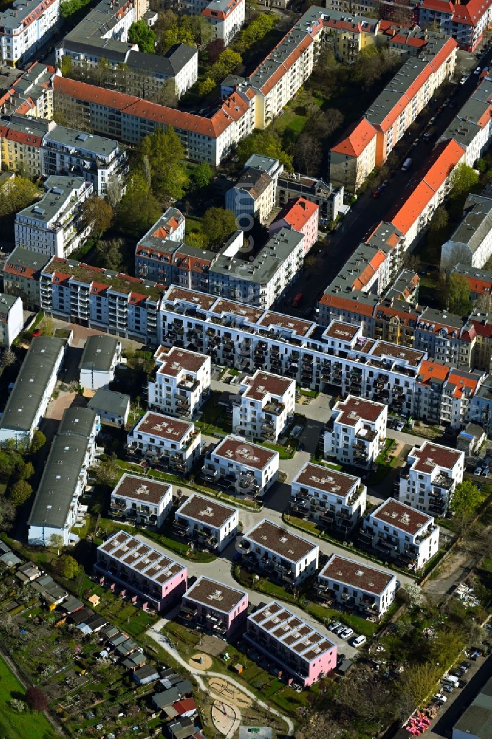 Aerial photograph Berlin - Residential area of the multi-family house settlement Das Lichtenhain of BUWOG Group in the district Lichtenberg in Berlin, Germany