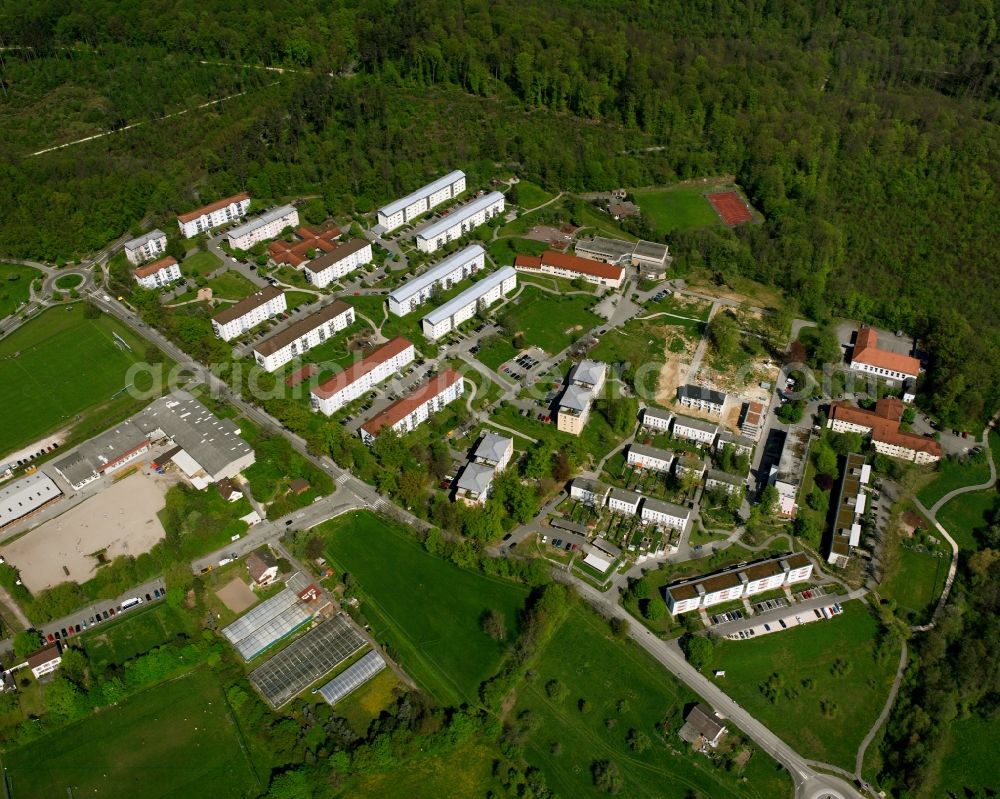 Aerial image Göppingen - Residential area of the multi-family house settlement on Manfred-Woerner-Strasse in Goeppingen in the state Baden-Wuerttemberg, Germany