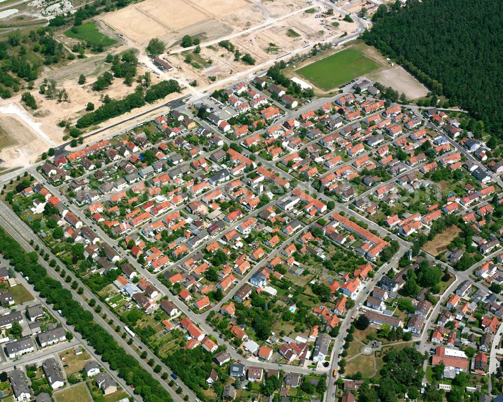Neureut from above - Residential area of the multi-family house settlement in Neureut in the state Baden-Wuerttemberg, Germany