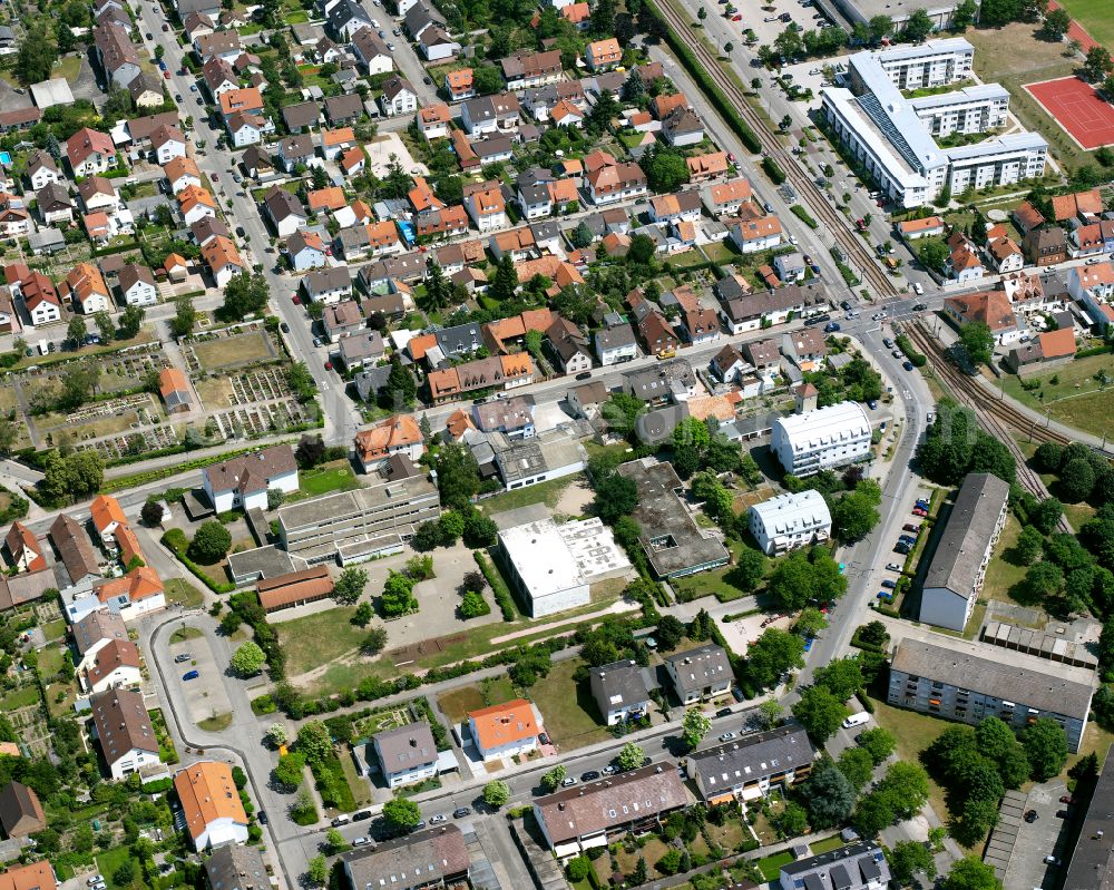 Neureut from above - Residential area of the multi-family house settlement in Neureut in the state Baden-Wuerttemberg, Germany