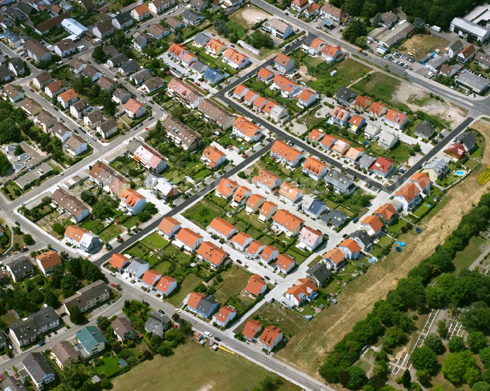 Aerial image Neureut - Residential area of the multi-family house settlement in Neureut in the state Baden-Wuerttemberg, Germany