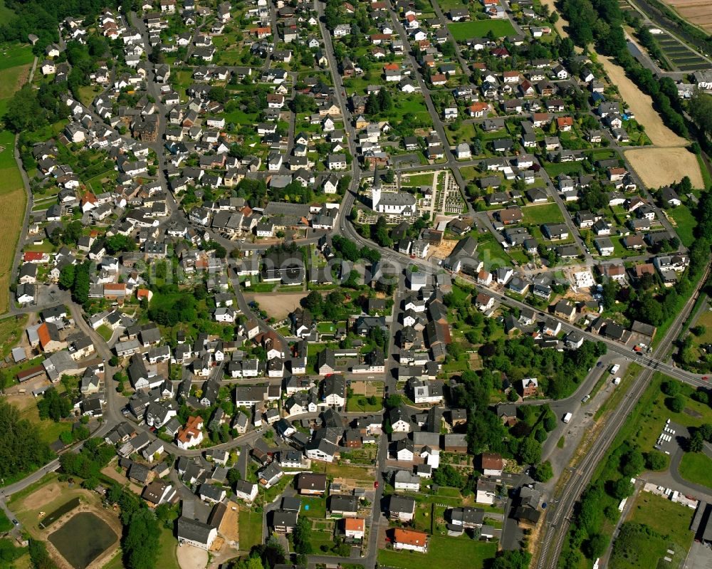 Niederzeuzheim from above - Residential area of the multi-family house settlement in Niederzeuzheim in the state Hesse, Germany