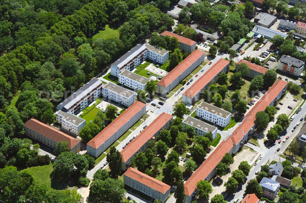 Berlin from above - Residential multi-family housing development- at Wildrosenweg in the district Biesdorf in Berlin, Germany
