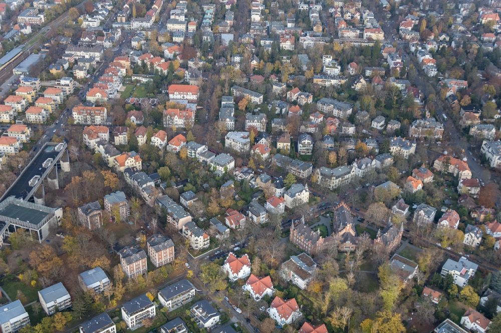 Berlin from above - Residential area of the multi-family house settlement in the district Lichterfelde in Berlin, Germany