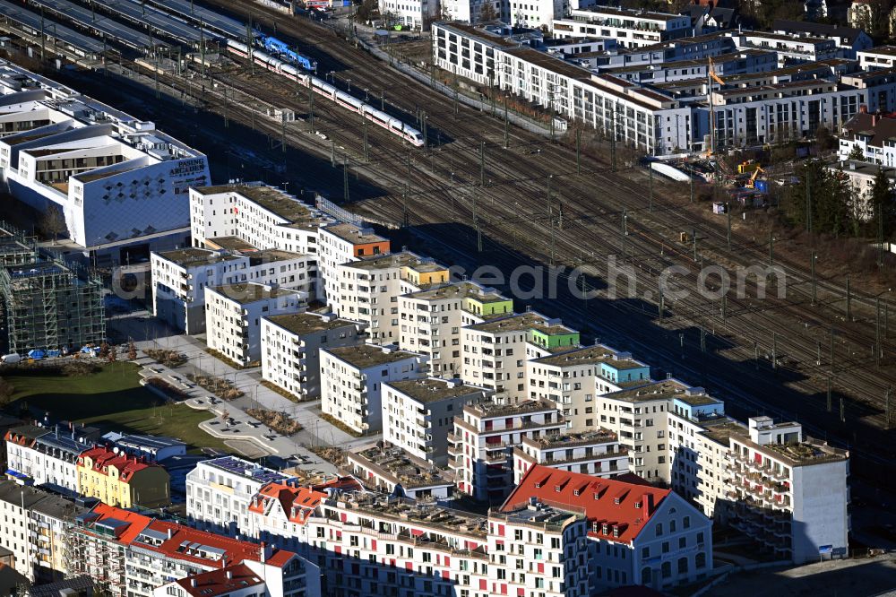 Aerial image München - Residential area of the multi-family house settlement on Kafler Strasse in the district Pasing-Obermenzing in Munich in the state Bavaria, Germany