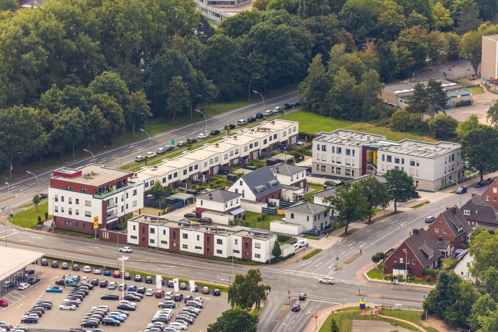 Aerial photograph Werne - Residential area of a multi-family house settlement in the district Ruhr Metropolitan Area at the Grafenweg in Werne in the state North Rhine-Westphalia