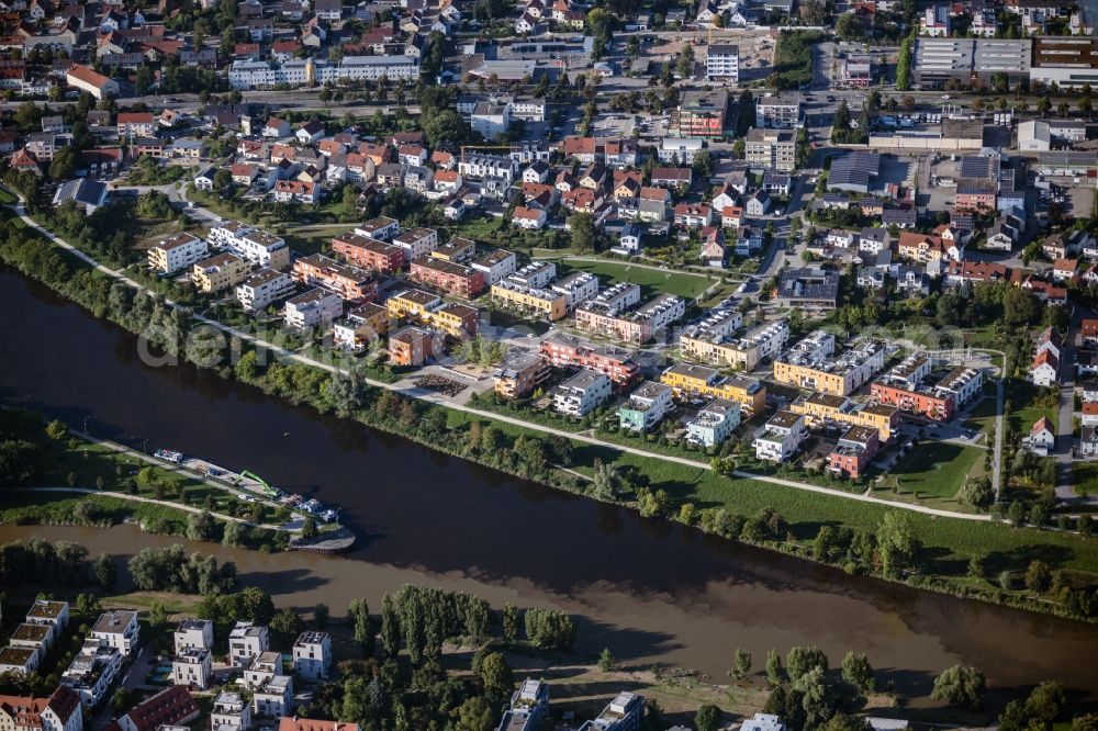 Regensburg from above - Residential area of the multi-family house settlement in the Paarstrasse in Regensburg in the state Bavaria, Germany