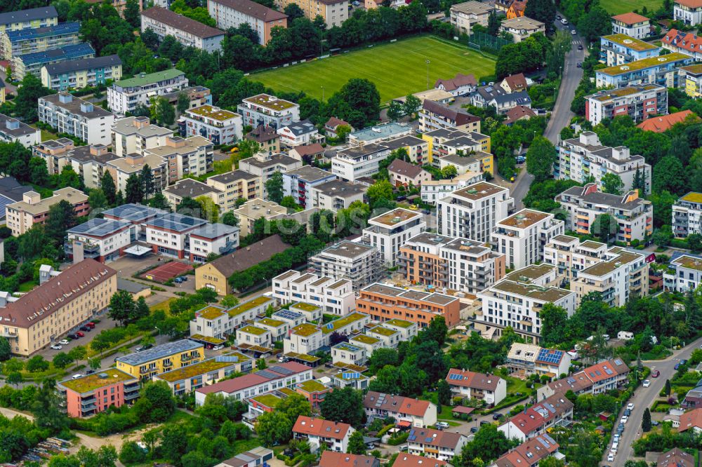 Reutlingen from above - Residential area of the multi-family house settlement on street Hans-Reyhing-Strasse in Reutlingen in the state Baden-Wuerttemberg, Germany