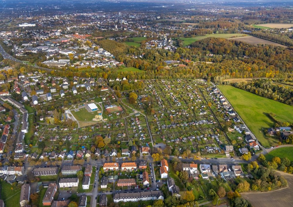 Riemke from above - Residential area of the multi-family house settlement in Riemke in the state North Rhine-Westphalia, Germany