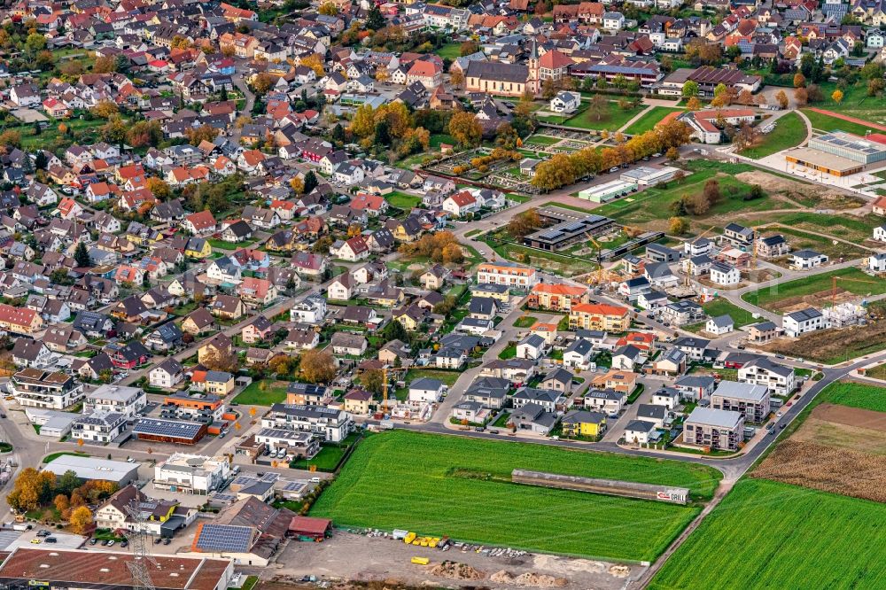 Aerial image Rust - Residential area of the multi-family house settlement in Rust in the state Baden-Wurttemberg, Germany