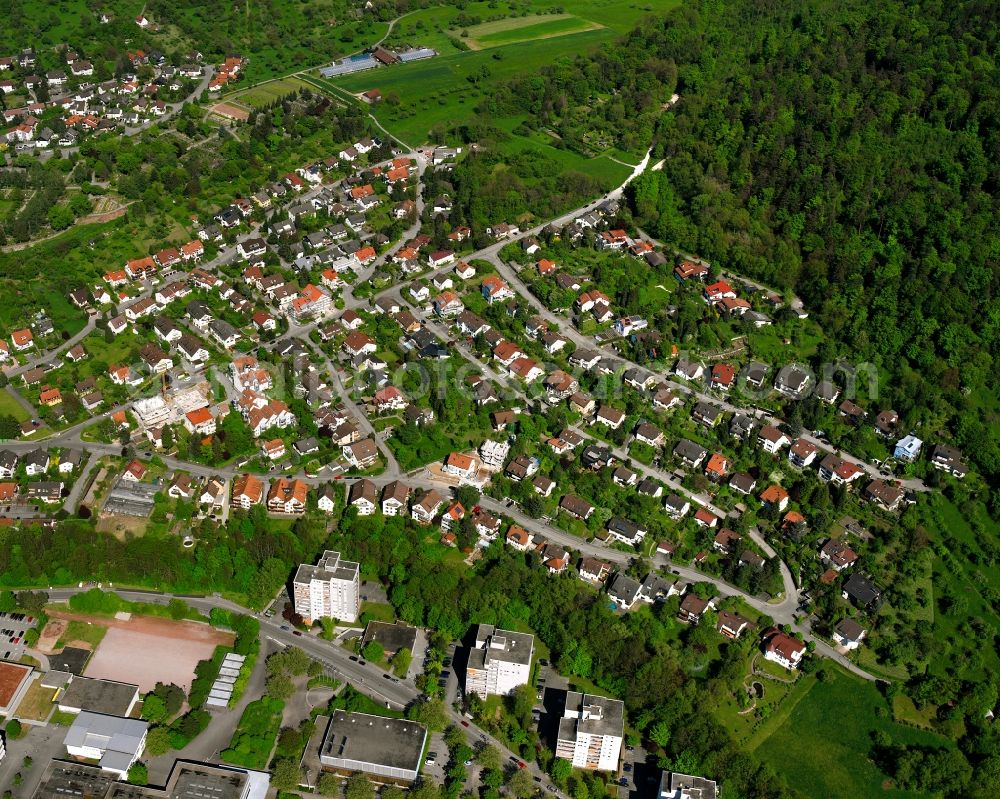 Schorndorf from above - Residential area of the multi-family house settlement in Schorndorf in the state Baden-Wuerttemberg, Germany