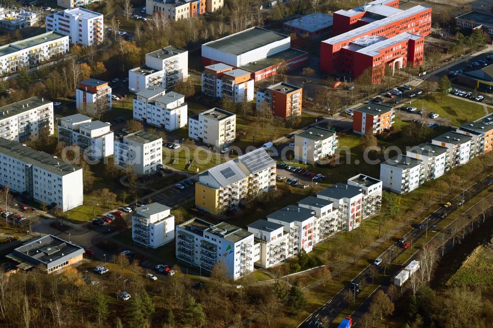 Aerial image Schwerin - Residential area of the multi-family house settlement on Talliner Strasse in Schwerin in the state Mecklenburg - Western Pomerania, Germany