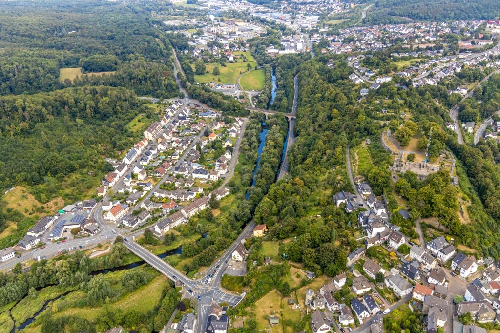 Arnsberg from above - Residential area of the multi-family house settlement Unterm Roemberge - Tiergartenstrasse in Arnsberg in the state North Rhine-Westphalia, Germany