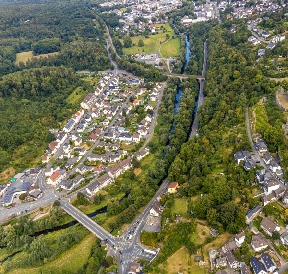 Arnsberg from above - Residential area of the multi-family house settlement Unterm Roemberge - Tiergartenstrasse in Arnsberg in the state North Rhine-Westphalia, Germany