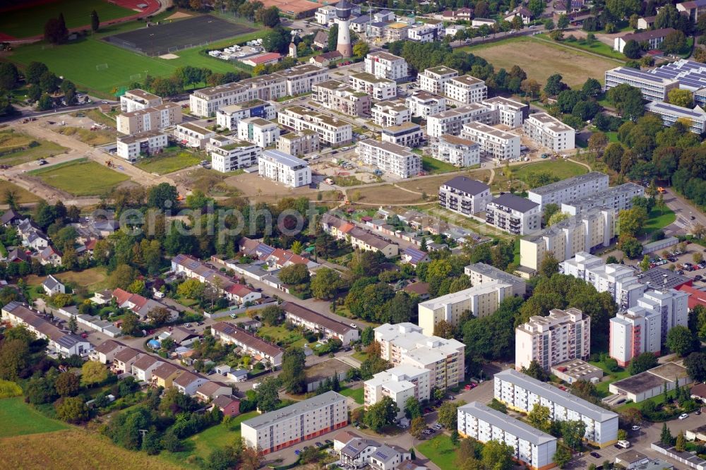 Kehl from the bird's eye view: Residential area of the multi-family house settlement Am Wasserturm in Kehl in the state Baden-Wuerttemberg, Germany