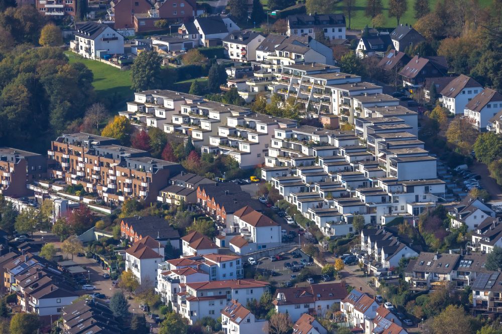Aerial photograph Westende - Residential area of the multi-family house settlement on Weg zum Poethen in Westende in the state North Rhine-Westphalia, Germany