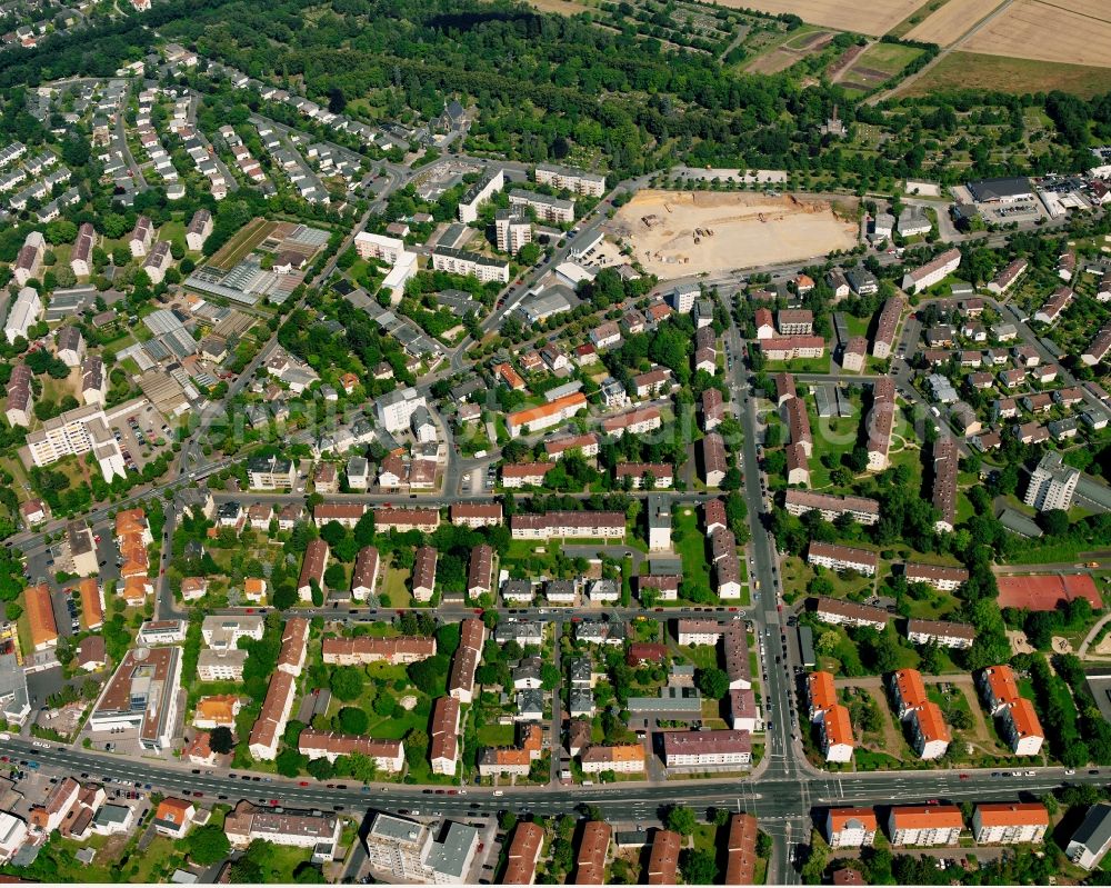 Aerial photograph Wieseck - Residential area of the multi-family house settlement in Wieseck in the state Hesse, Germany