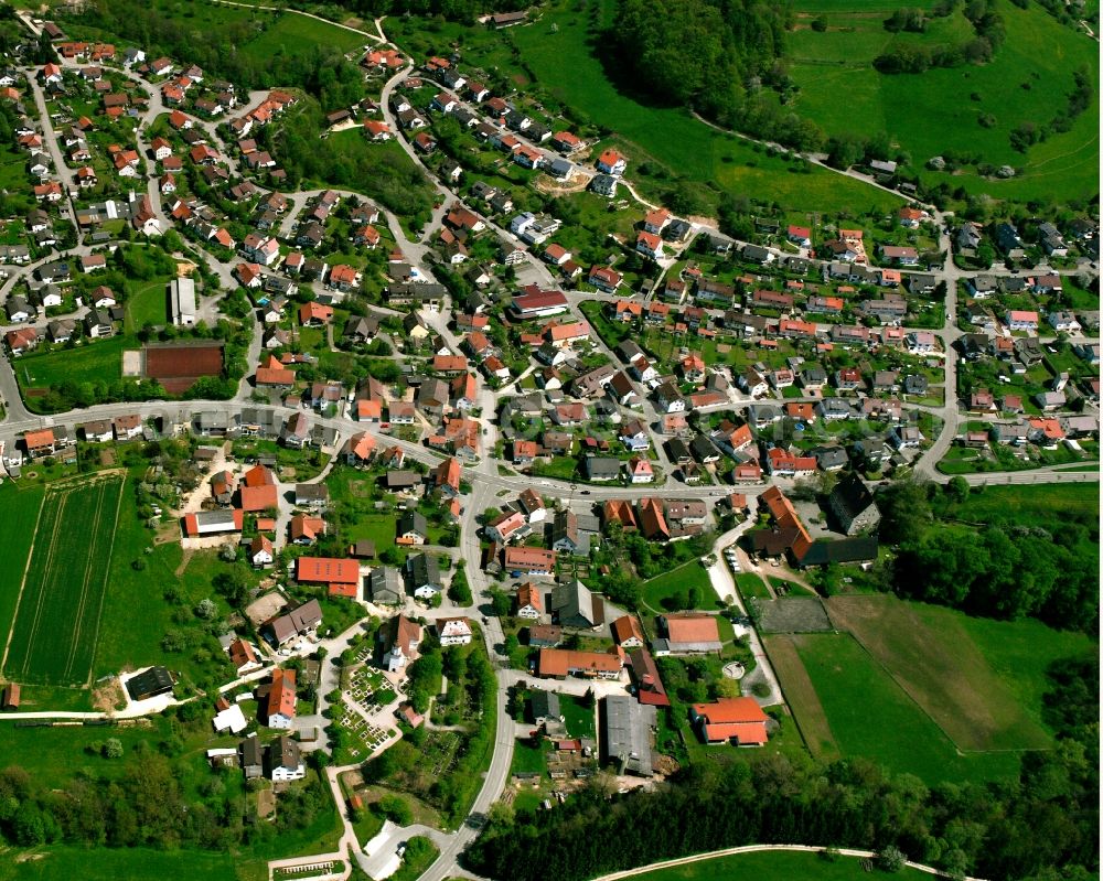 Winzingen from above - Residential area of the multi-family house settlement in Winzingen in the state Baden-Wuerttemberg, Germany