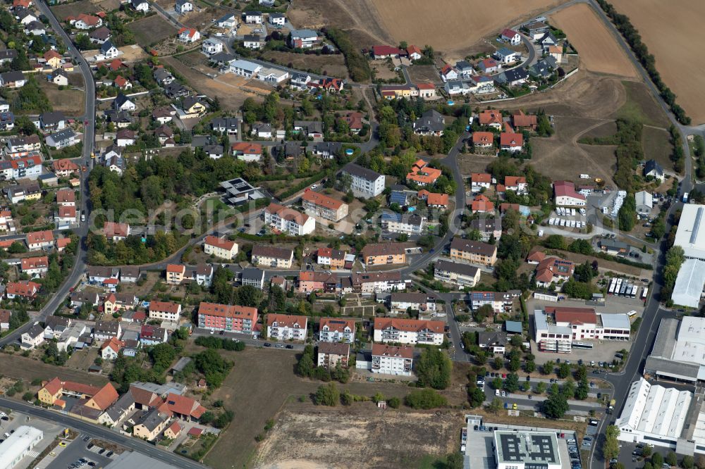 Aerial photograph Arnstein - Residential area - mixed development of a multi-family housing estate and single-family housing estate in Arnstein in the state Bavaria, Germany
