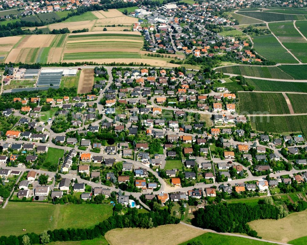 Aerial image Auenstein - Residential area - mixed development of a multi-family housing estate and single-family housing estate in Auenstein in the state Baden-Wuerttemberg, Germany