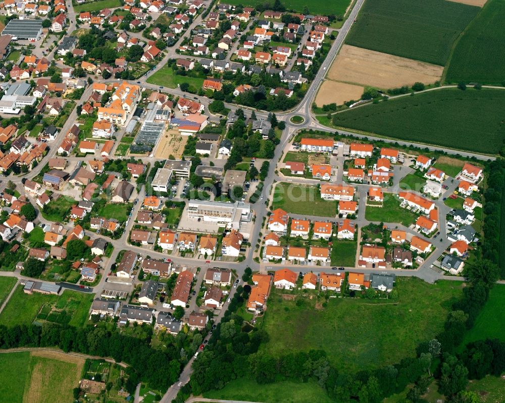 Aerial photograph Auenstein - Residential area - mixed development of a multi-family housing estate and single-family housing estate in Auenstein in the state Baden-Wuerttemberg, Germany