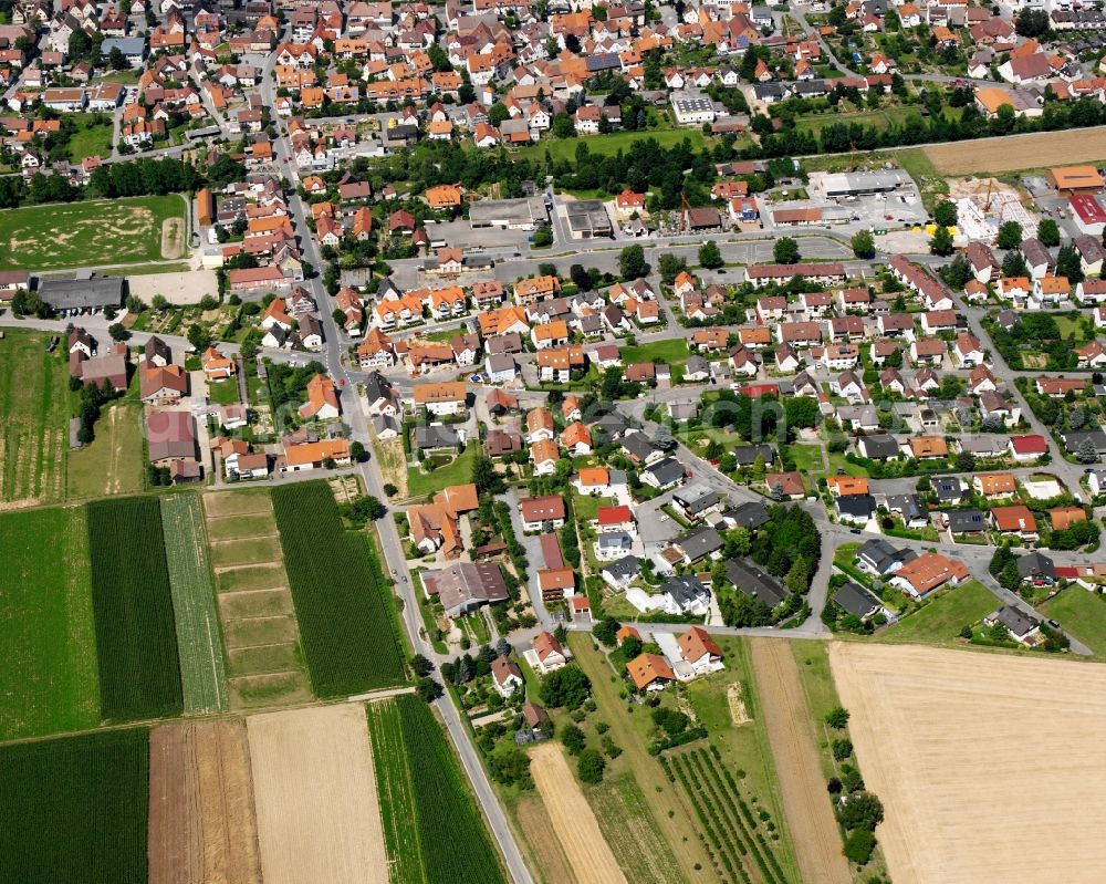 Auenstein from the bird's eye view: Residential area - mixed development of a multi-family housing estate and single-family housing estate in Auenstein in the state Baden-Wuerttemberg, Germany