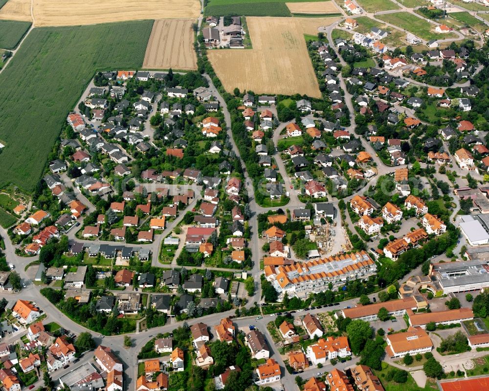 Aerial image Beilstein - Residential area - mixed development of a multi-family housing estate and single-family housing estate in Beilstein in the state Baden-Wuerttemberg, Germany