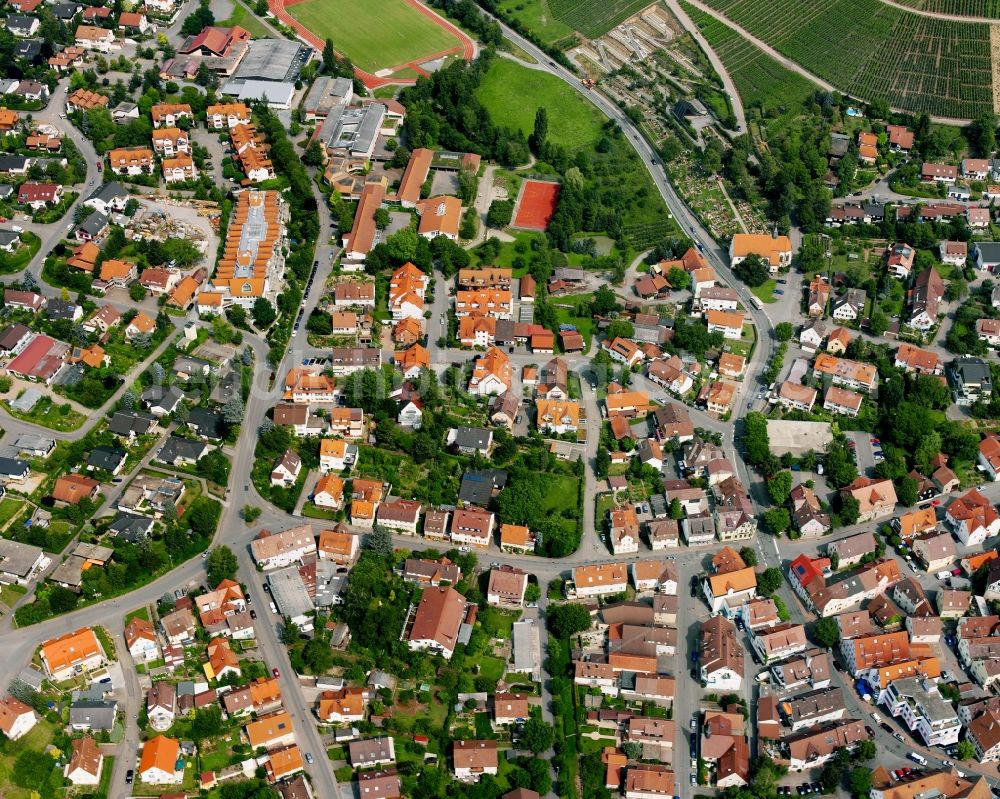 Aerial photograph Beilstein - Residential area - mixed development of a multi-family housing estate and single-family housing estate in Beilstein in the state Baden-Wuerttemberg, Germany
