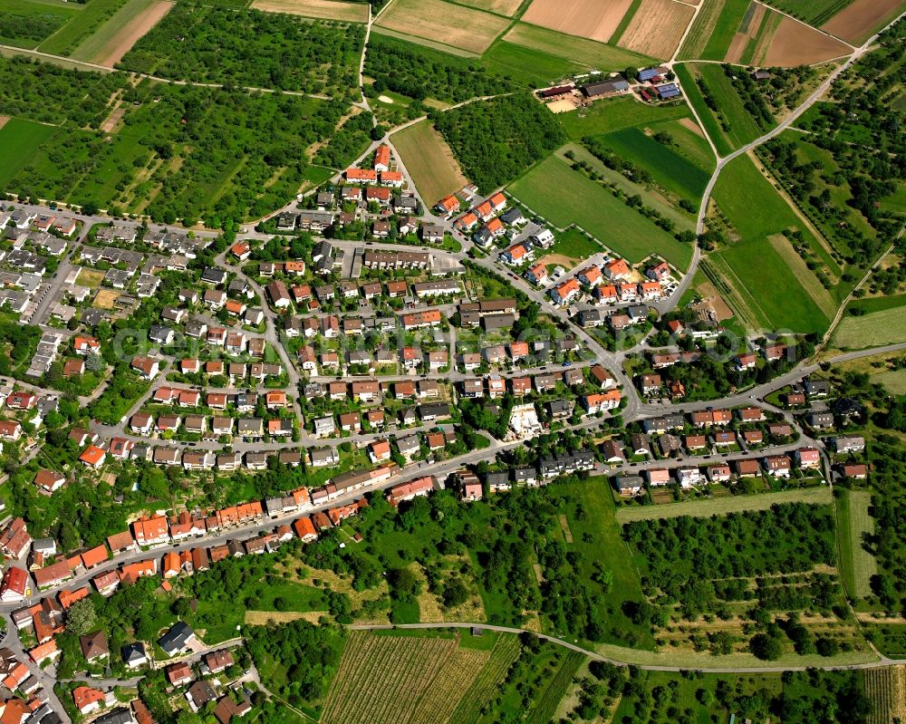 Aerial image Beinstein - Residential area - mixed development of a multi-family housing estate and single-family housing estate in Beinstein in the state Baden-Wuerttemberg, Germany