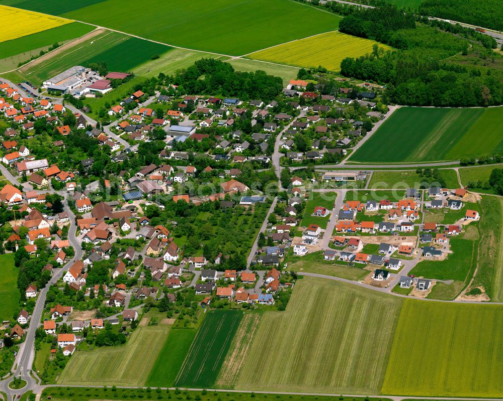 Biberach an der Riß from above - Residential area - mixed development of a multi-family housing estate and single-family housing estate in Biberach an der Riß in the state Baden-Wuerttemberg, Germany