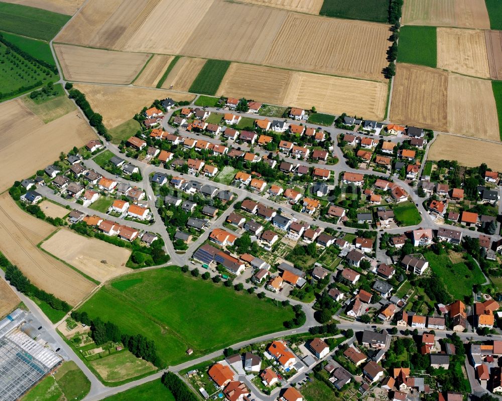 Aerial image Bonfeld - Residential area - mixed development of a multi-family housing estate and single-family housing estate in Bonfeld in the state Baden-Wuerttemberg, Germany