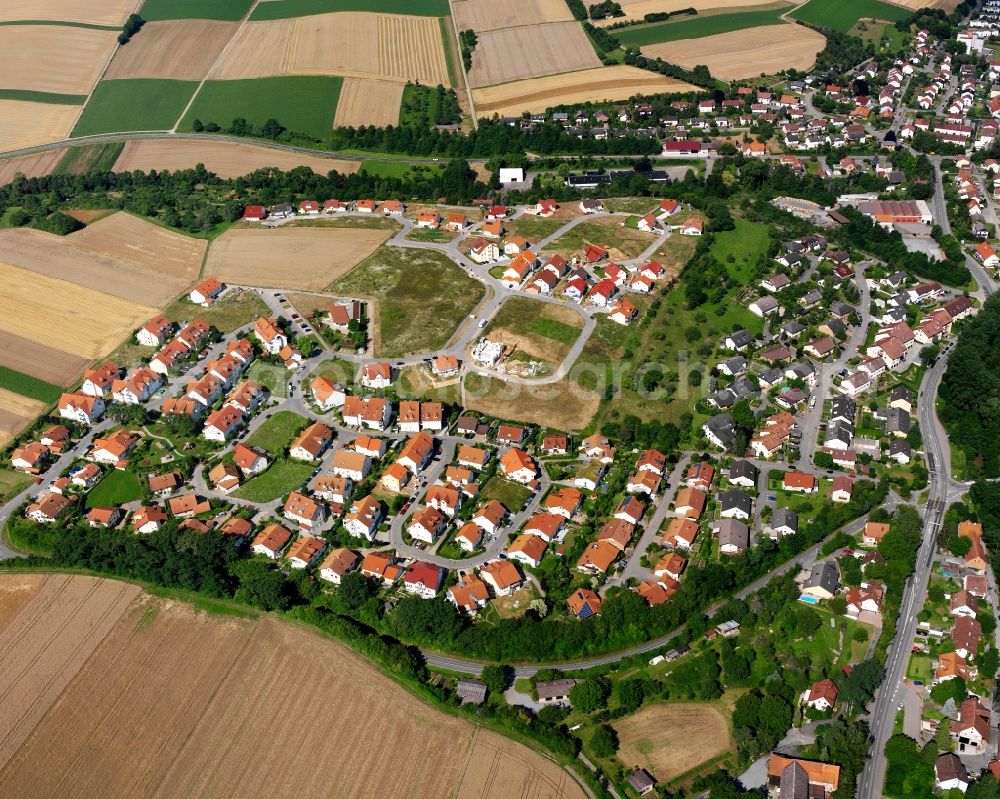 Buchhorn from above - Residential area - mixed development of a multi-family housing estate and single-family housing estate in Buchhorn in the state Baden-Wuerttemberg, Germany