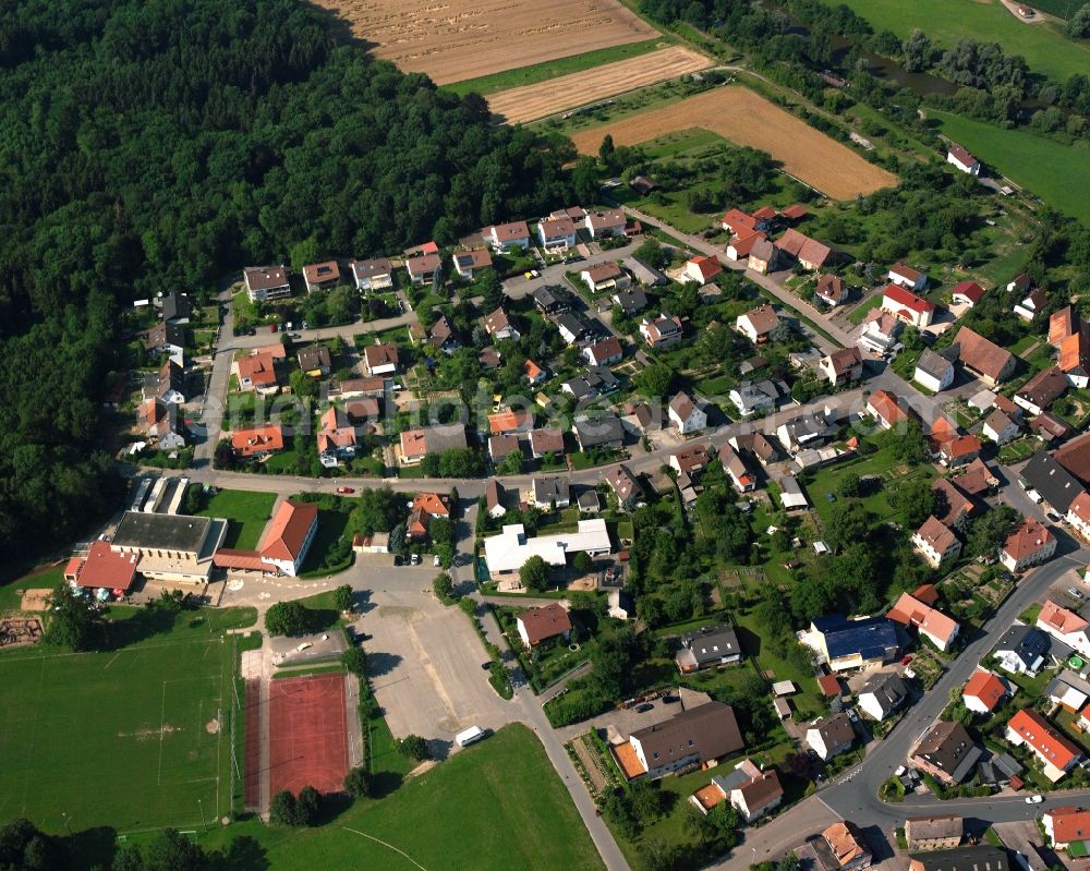 Degmarn from above - Residential area - mixed development of a multi-family housing estate and single-family housing estate in Degmarn in the state Baden-Wuerttemberg, Germany