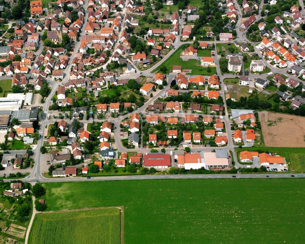 Aerial image Eberstadt - Residential area - mixed development of a multi-family housing estate and single-family housing estate in Eberstadt in the state Baden-Wuerttemberg, Germany