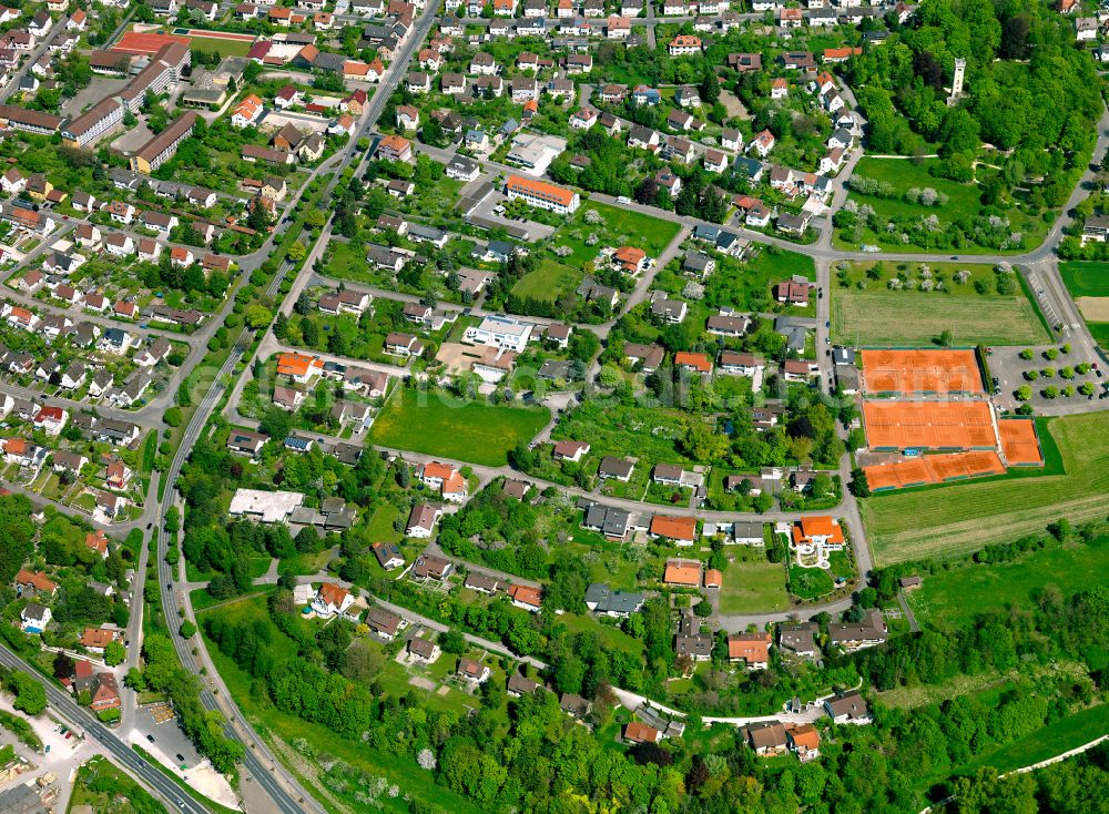 Aerial image Ehingen (Donau) - Residential area - mixed development of a multi-family housing estate and single-family housing estate in Ehingen (Donau) in the state Baden-Wuerttemberg, Germany
